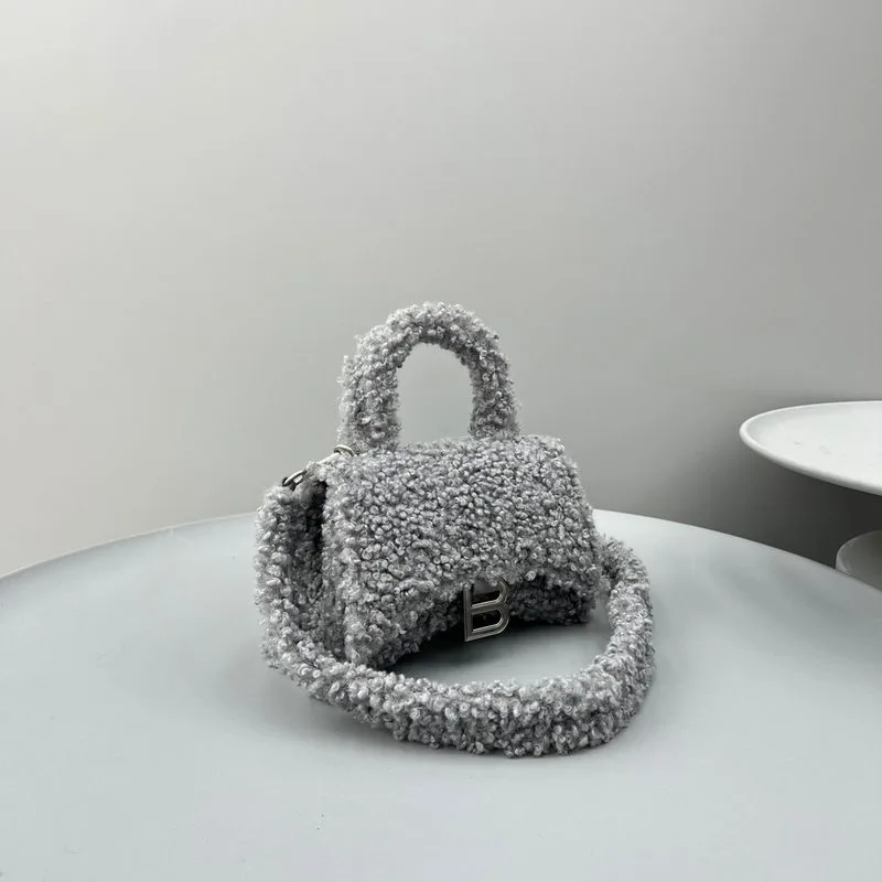 Furry Hourglass Small Handbag Black/Grey/Pink / - Image 12