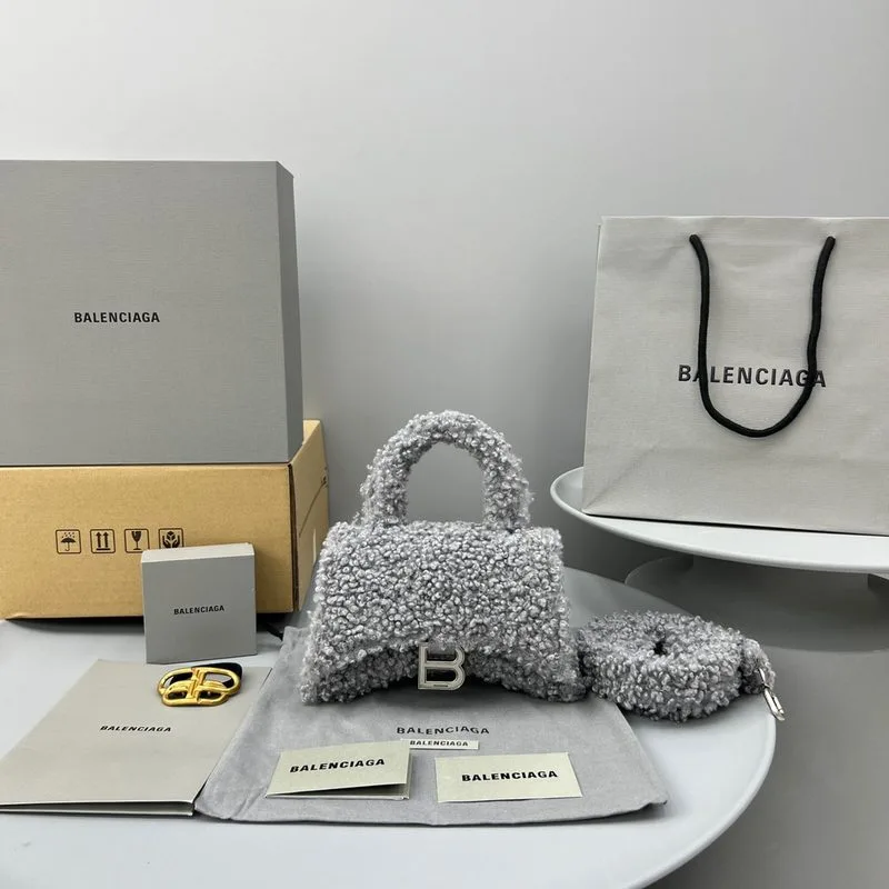 Furry Hourglass Small Handbag Black/Grey/Pink / - Image 13