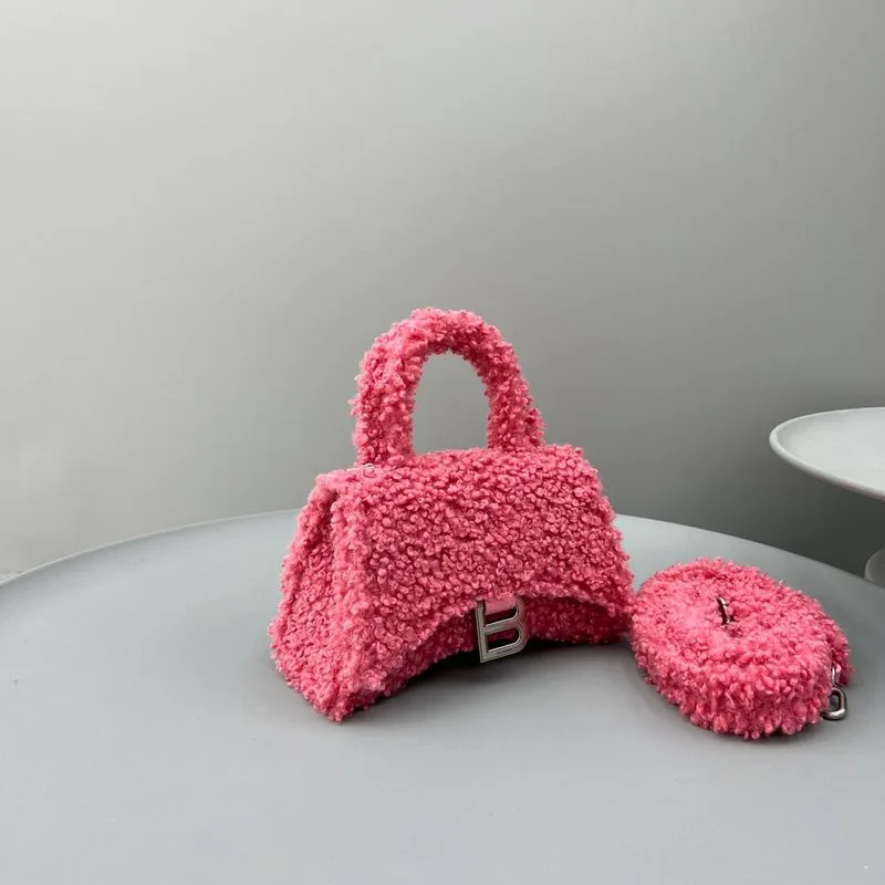 Furry Hourglass Small Handbag Black/Grey/Pink / - Image 25