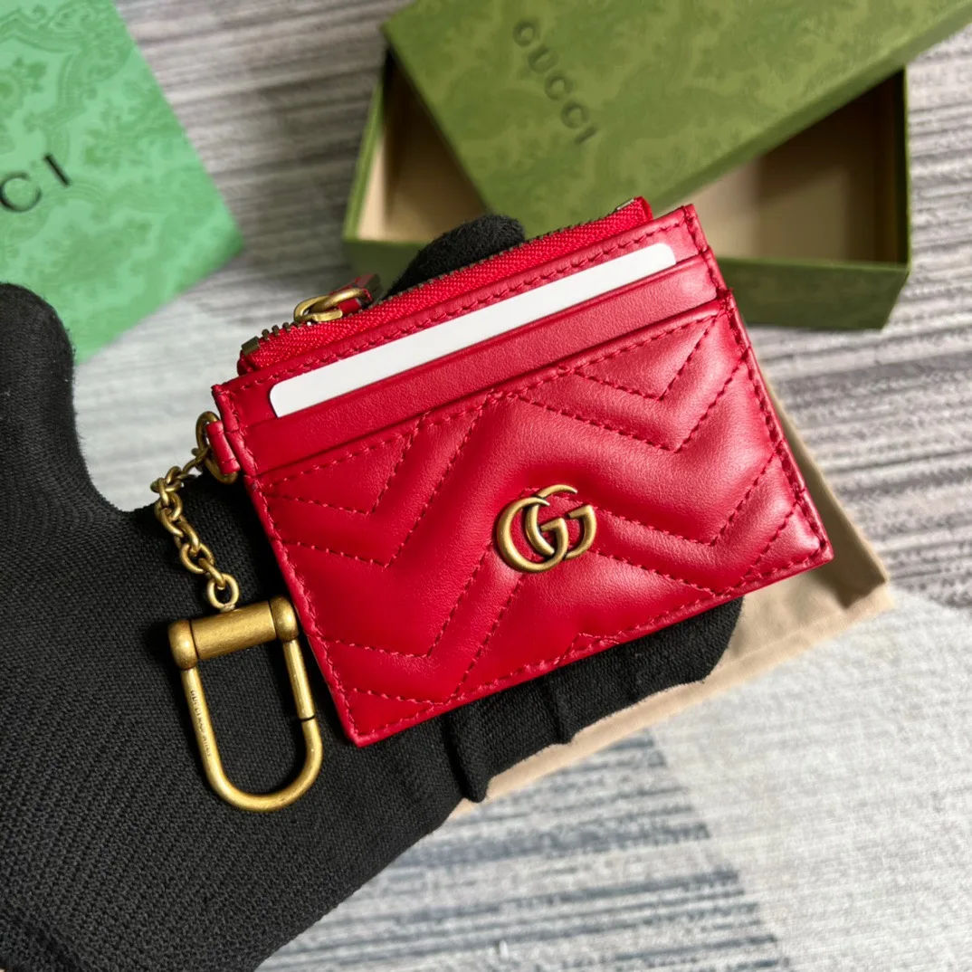 Alternative view of Gucci GG Marmont Keychain Wallet Red /