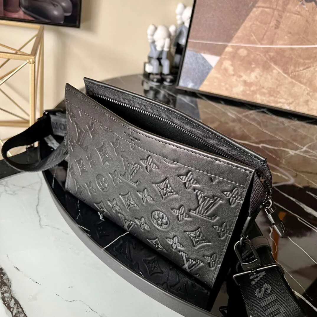 Louis Vuitton Pochette Gaston Wearable Wallet Shoulder Bag / Black Monogram Shadow Black Hardware - Image 5