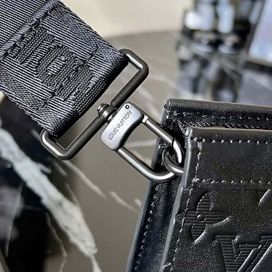 Louis Vuitton Pochette Gaston Wearable Wallet Shoulder Bag / Black Monogram Shadow Black Hardware - Image 11