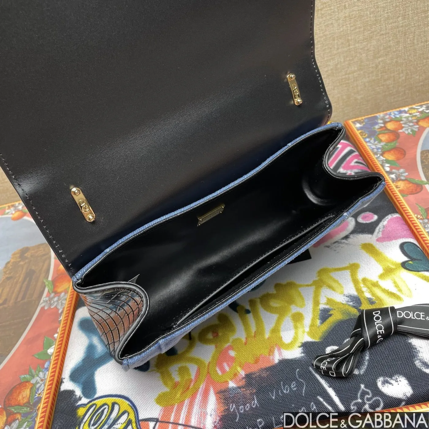 Dolce & Gabbana Girls Bag In Patchwork Denim And Plain Blue / - Image 3