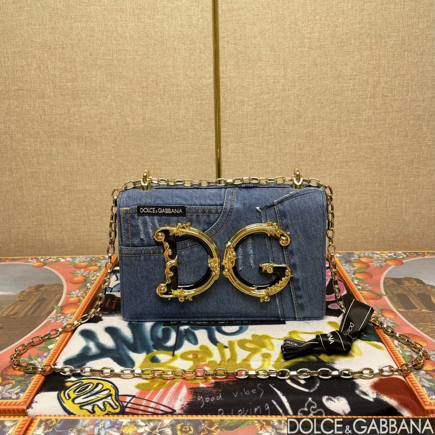 Alternative view of Dolce & Gabbana Girls Bag In Patchwork Denim And Plain Blue /