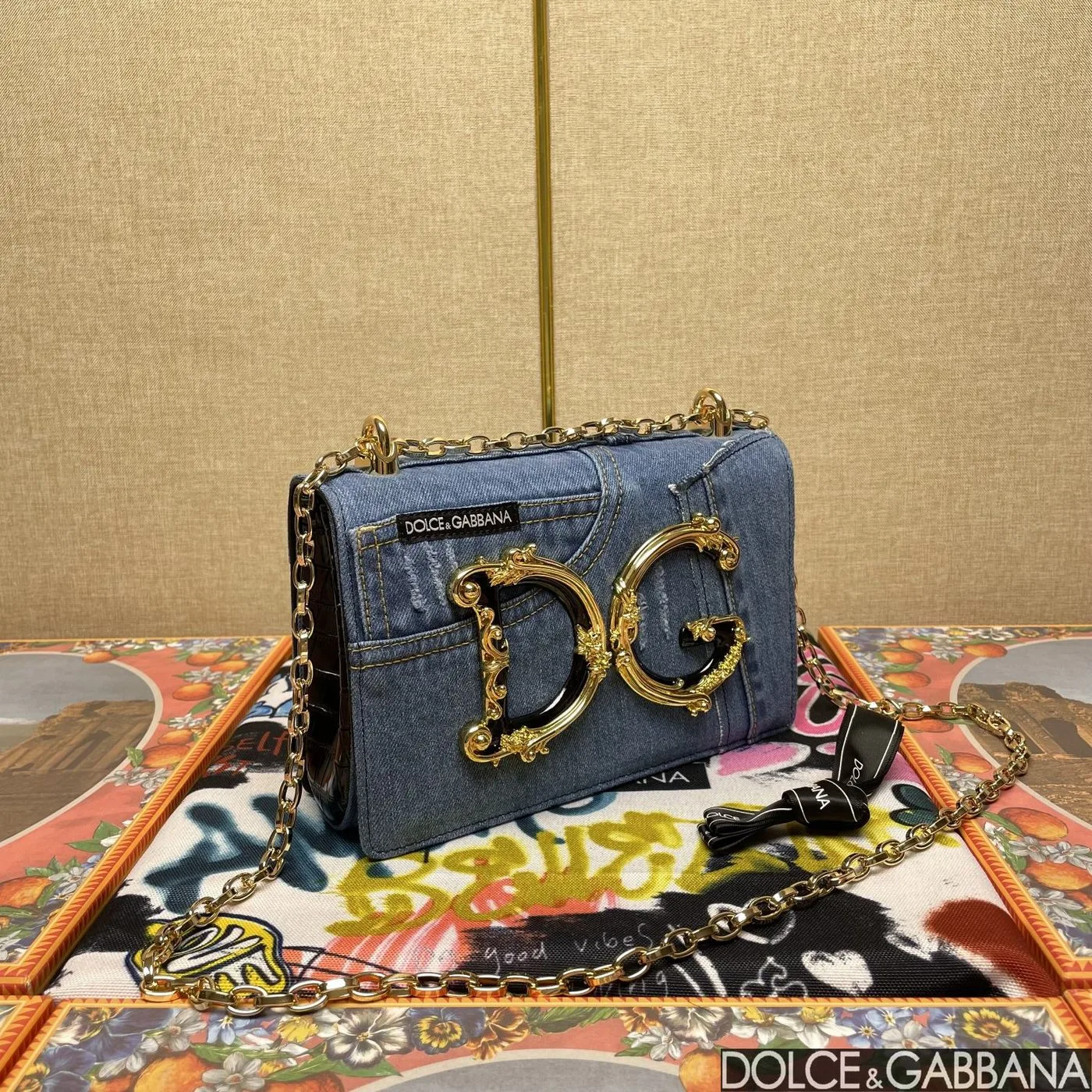 Dolce & Gabbana Girls Bag In Patchwork Denim And Plain Blue / - Image 4