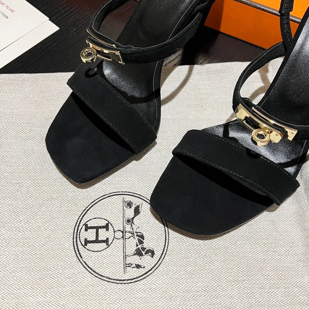 Hermes Glamour 75 Sandals Black - Image 5