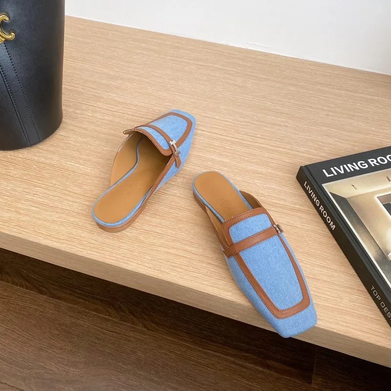 Hermes Groupie Mules Blue - Image 4