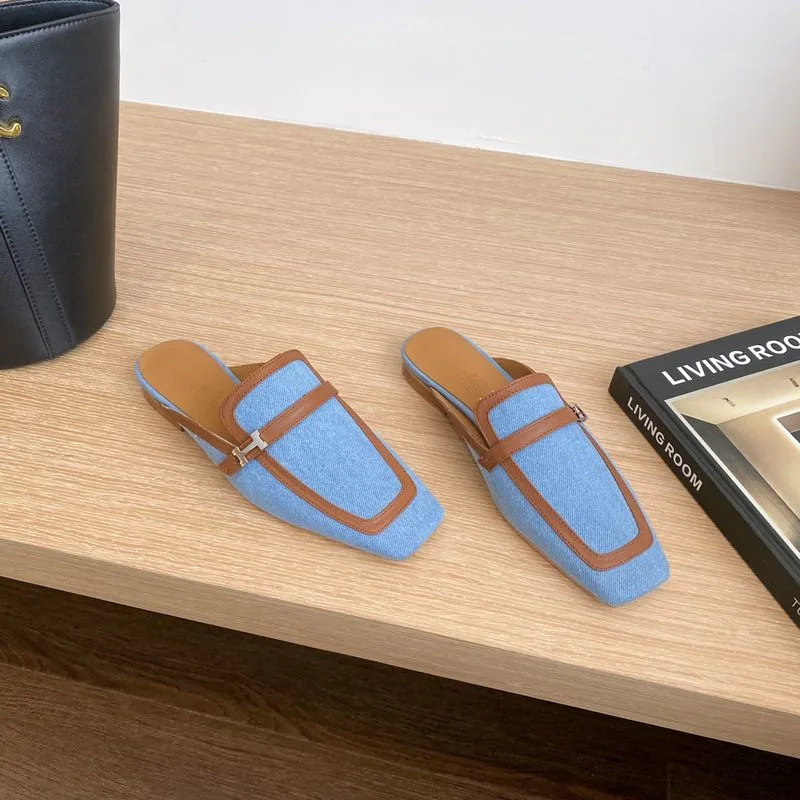 Hermes Groupie Mules Blue - Image 6