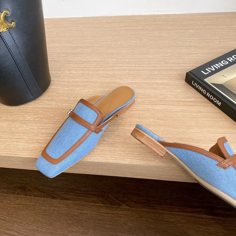 Hermes Groupie Mules Blue - Image 8