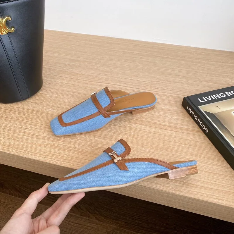 Hermes Groupie Mules Blue - Image 10