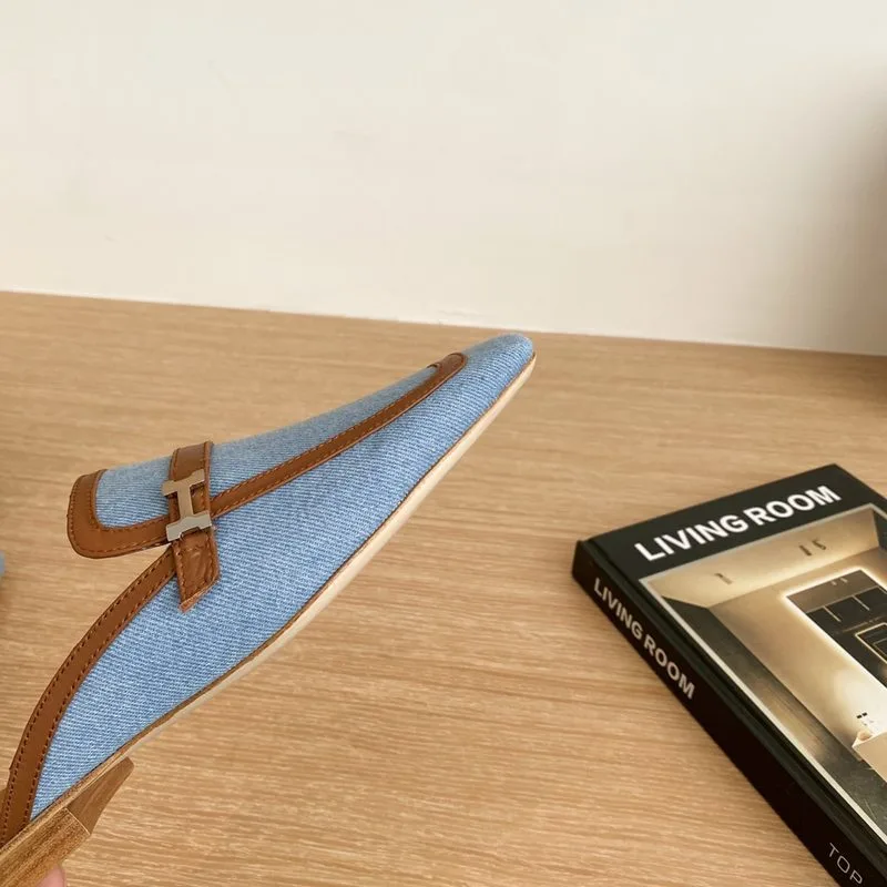 Hermes Groupie Mules Blue - Image 3