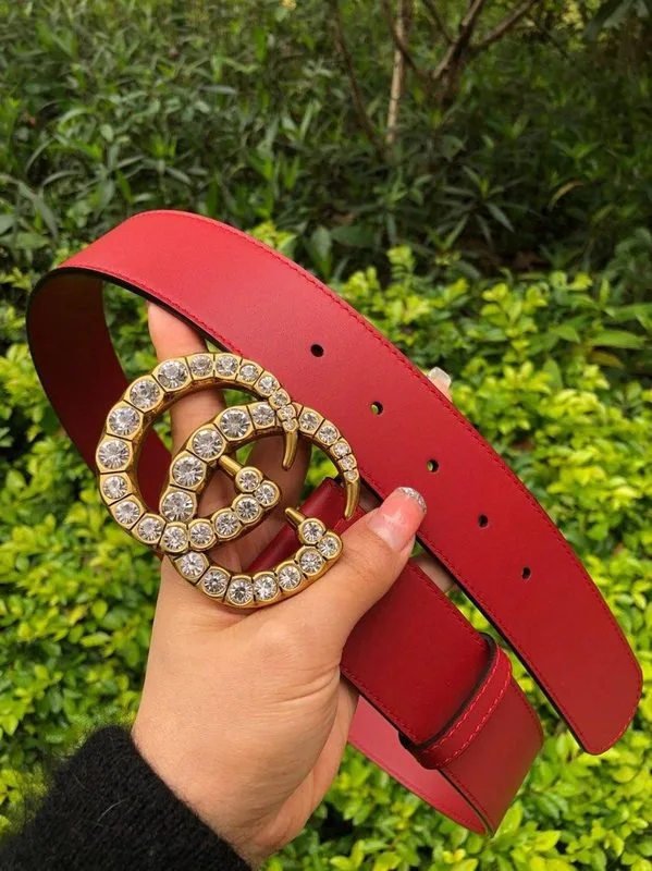 Gucci Belt Beaded Double G Red GG, Women - Image 4