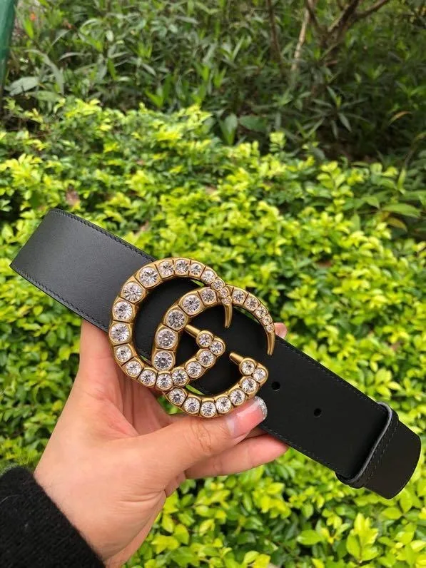 Gucci Belt With Double G Crystals Buckle Black - Image 6