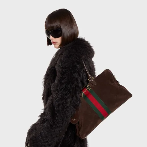 Alternative view of Gucci Borsetto Large Boston Shoulder Bag / Dark Brown Gold Hardware