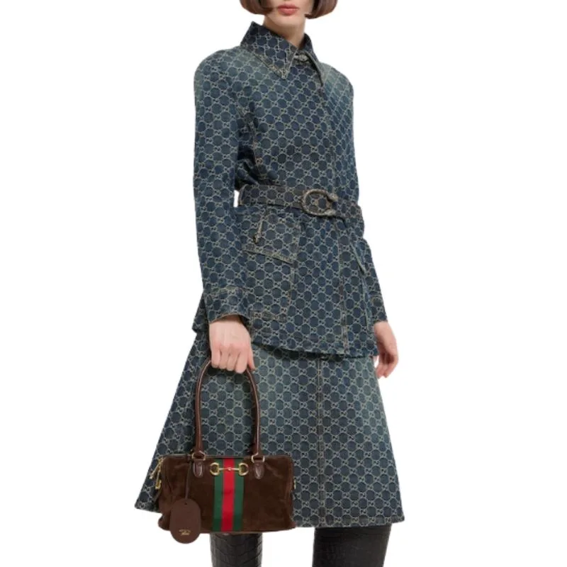 Alternative view of Gucci Borsetto Medium Boston Shoulder Bag / Brown Gold Hardware