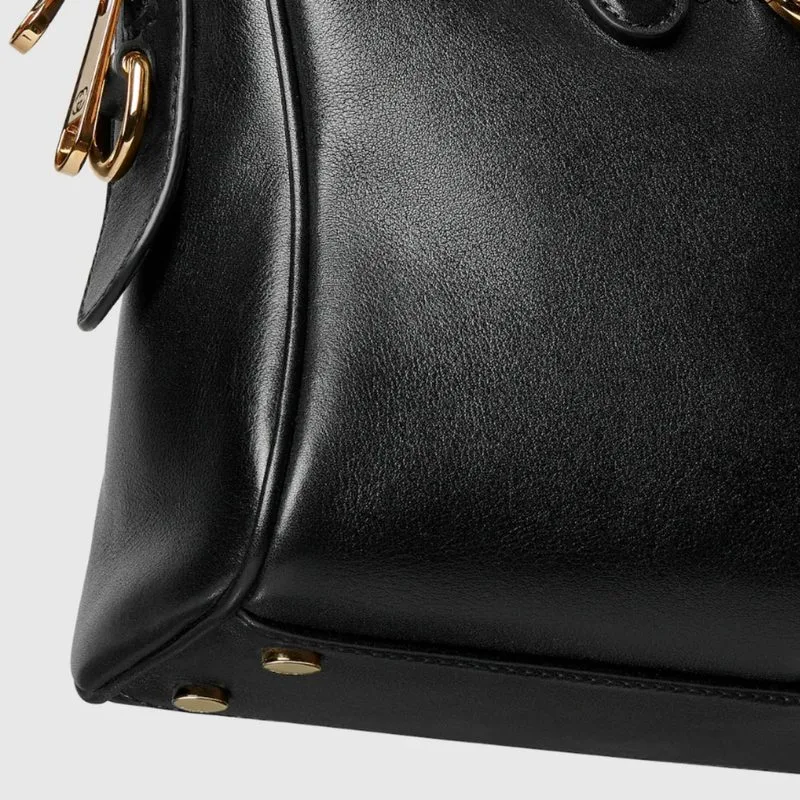 Gucci Borsetto Medium Boston Shoulder Bag / Black Gold Hardware - Image 8