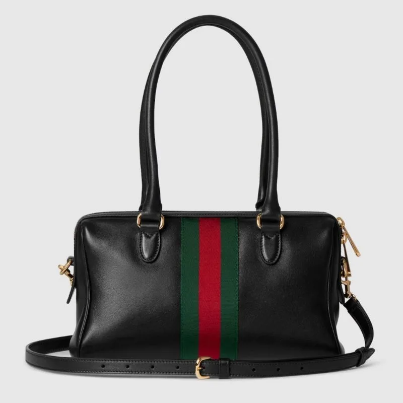 Gucci Borsetto Medium Boston Shoulder Bag / Black Gold Hardware - Image 5