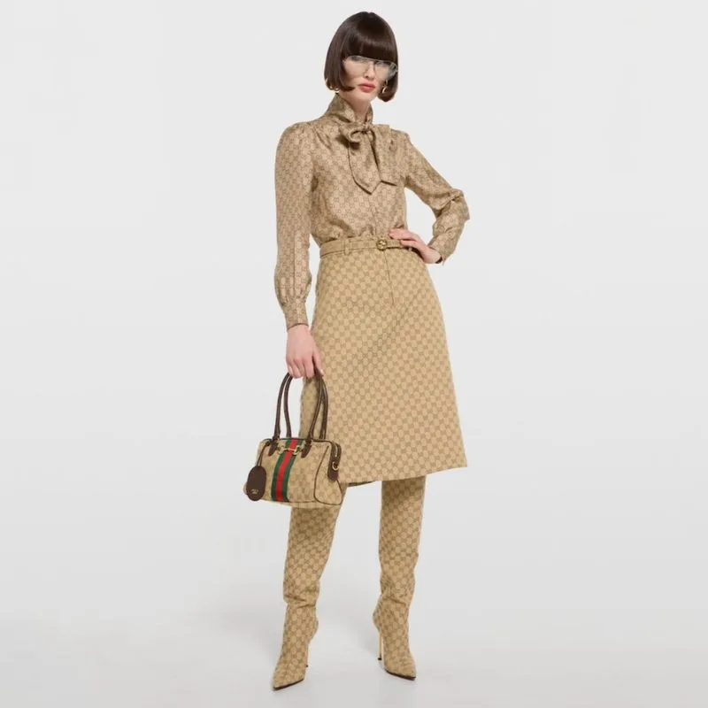 Gucci Borsetto Medium Boston Shoulder Bag / Sand Gold Hardware - Image 3