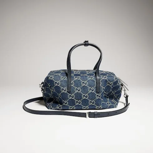 Gucci Boston With Gucci Plaque Small Shoulder Bag / Dark Blue Palladium Hardware - Image 7