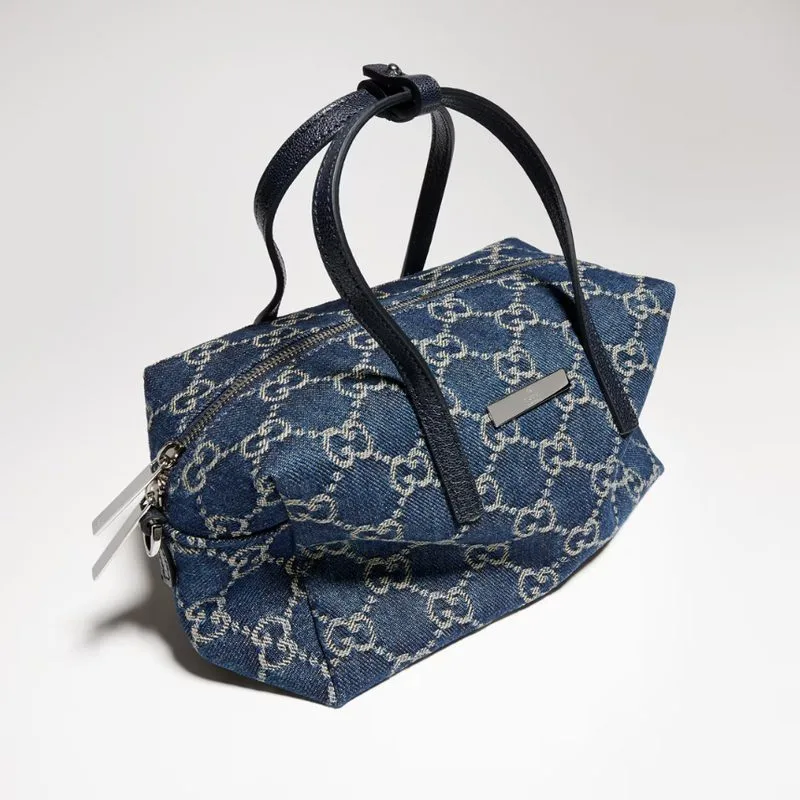 Gucci Boston With Gucci Plaque Small Shoulder Bag / Dark Blue Palladium Hardware - Image 8