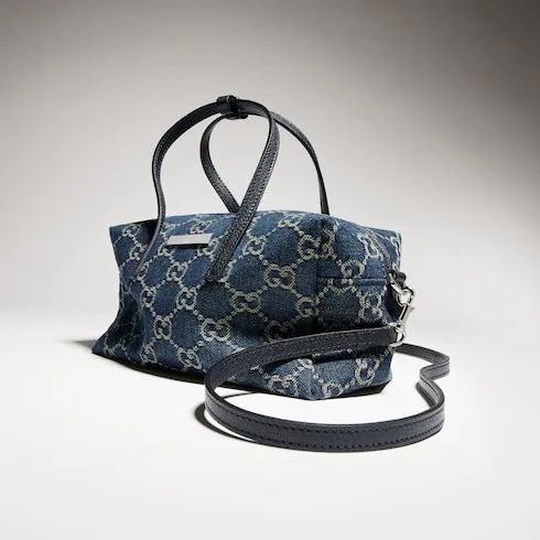 Gucci Boston With Gucci Plaque Small Shoulder Bag / Dark Blue Palladium Hardware - Image 6