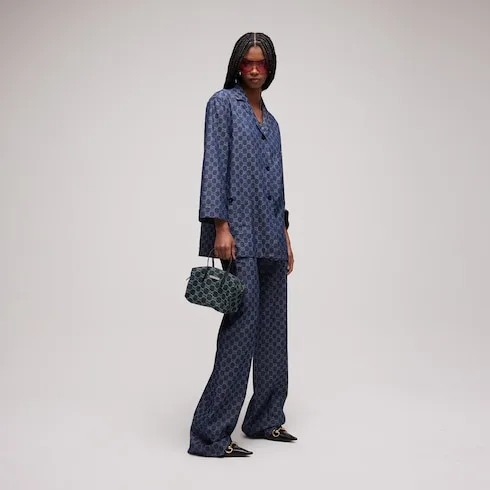Gucci Boston With Gucci Plaque Small Shoulder Bag / Dark Blue Palladium Hardware - Image 4