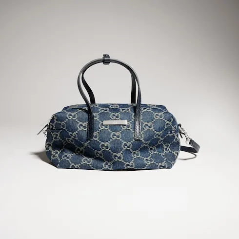 Gucci Boston With Gucci Plaque Small Shoulder Bag / Dark Blue Palladium Hardware - Image 5