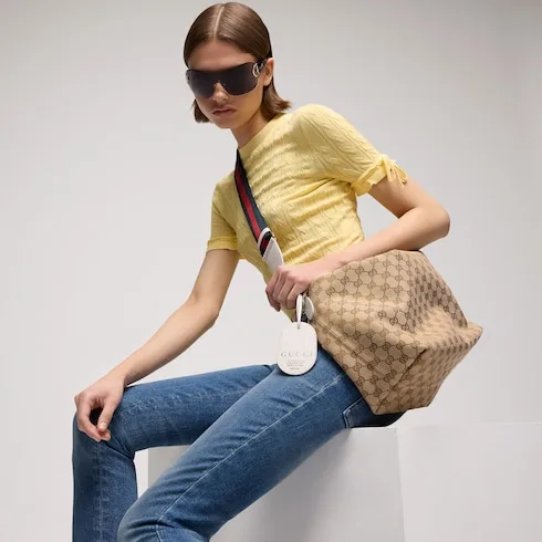 Gucci Brera Medium Crossbody Bag / Sand/ Dark Brown Gold Hardware A00B4O FAFV9 9664 - Image 5