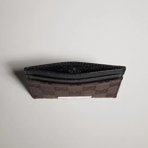 Gucci Card Case With Gucci Plaque / Dark Brown Canvas Palladium Hardware - Image 4