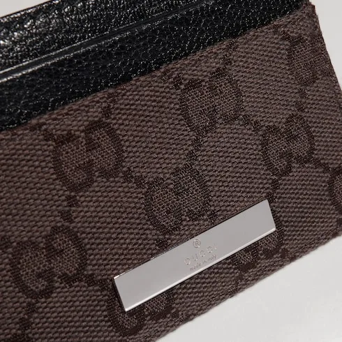 Gucci Card Case With Gucci Plaque / Dark Brown Canvas Palladium Hardware - Image 5