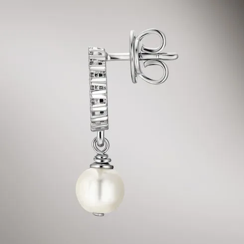 Gucci Crystal And Pearl Earrings Palladium Hardware A0009F J9740 8524 - Image 5