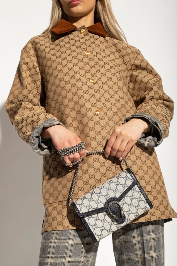 Alternative view of Gucci Dionysus Chain Wallet Shoulder Bag / Beige/ Blue GG Supreme Canvas Palladium Hardware