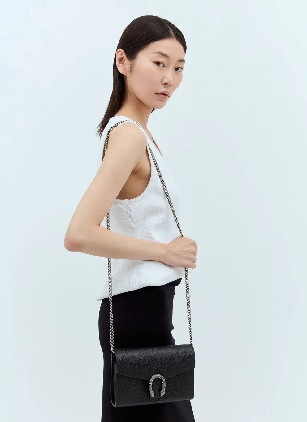 Alternative view of Gucci Dionysus Mini Chain Shoulder Bag / Emerald Black Metal-Free Tanned Antique Silver Hardware