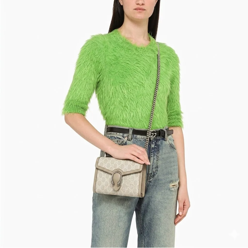 Alternative view of Gucci Dionysus Mini Shoulder Bag / Beige/ Blue GG Supreme Canvas Palladium Hardware
