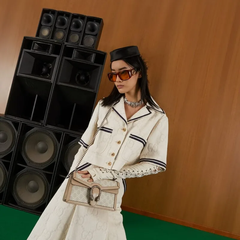 Alternative view of Gucci Dionysus Small Shoulder Bag / Beige/ White GG Supreme Canvas Palladium Hardware