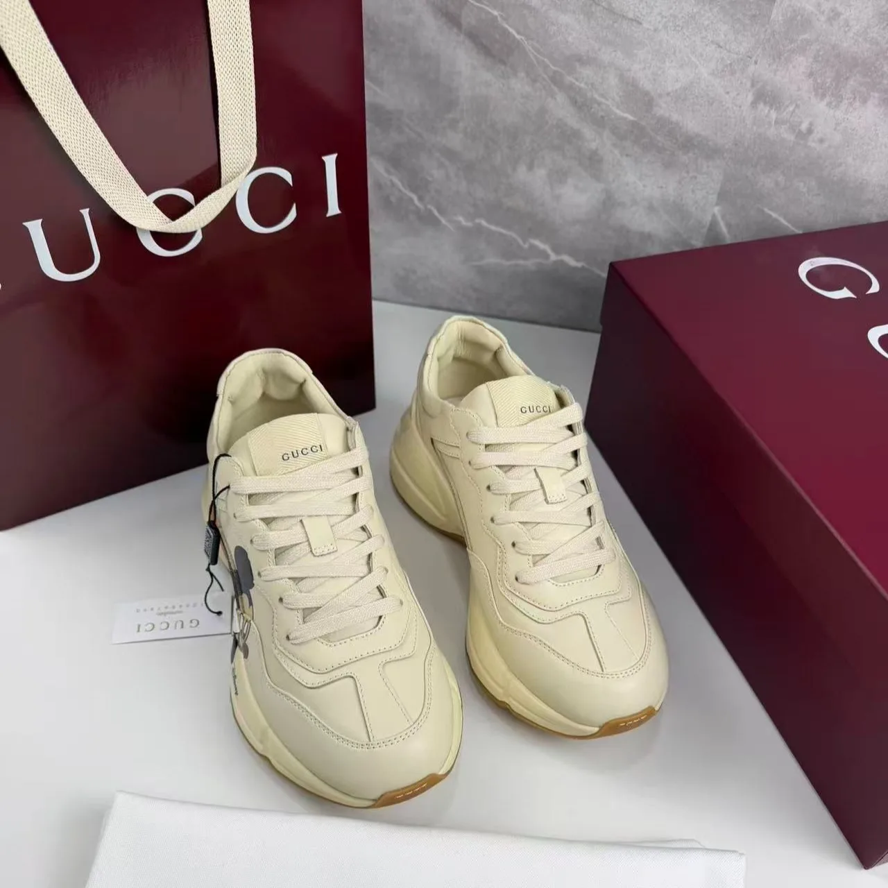 Gucci x Disney Women’s Rhyton Sneaker With Mickey Mouse Beige - Image 5