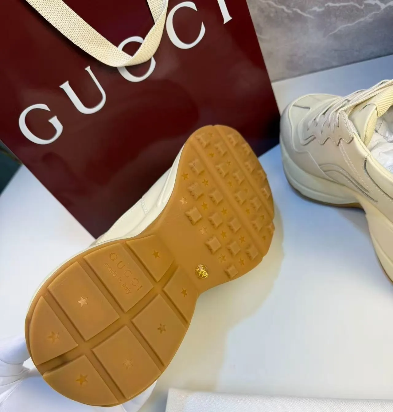 Gucci x Disney Women’s Rhyton Sneaker With Mickey Mouse Beige - Image 4