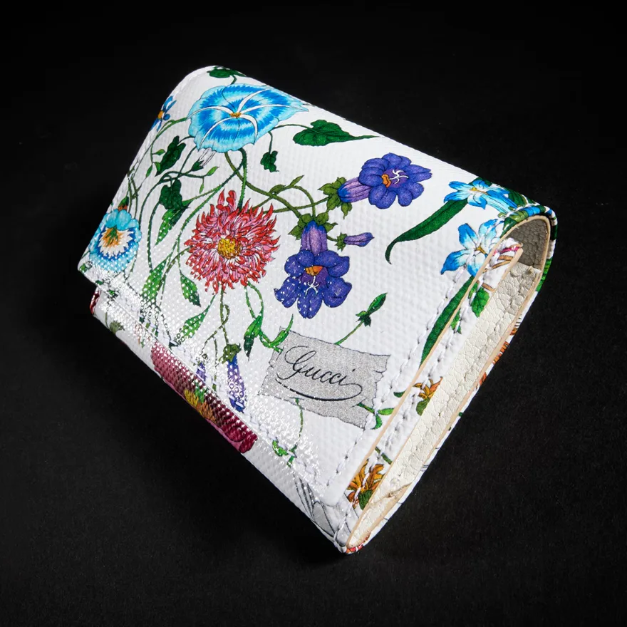 Alternative view of Gucci Flora Motif Bi Fold Card Case / White/ Multicolor Palladium Hardware