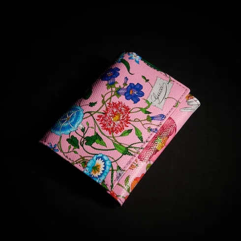 Gucci Flora Motif Bi Fold Card Case / Pink/ Multicolor Palladium Hardware - Image 3