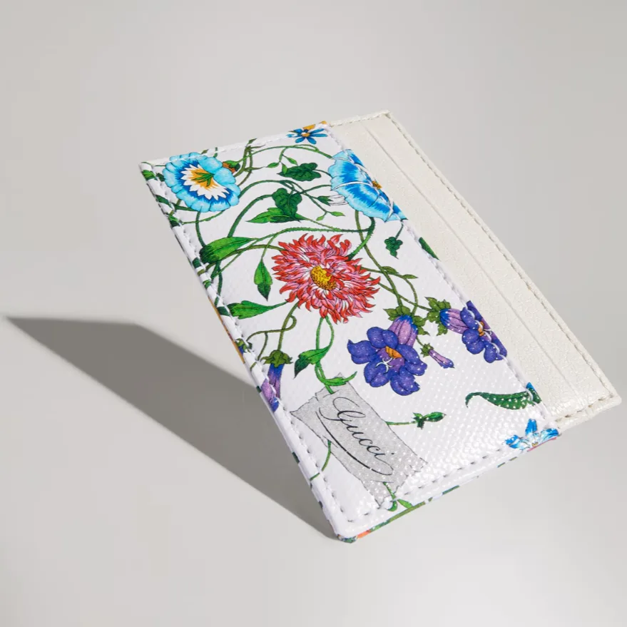 Gucci Flora Motif Card Case / White/ Multicolor Palladium Hardware - Image 4