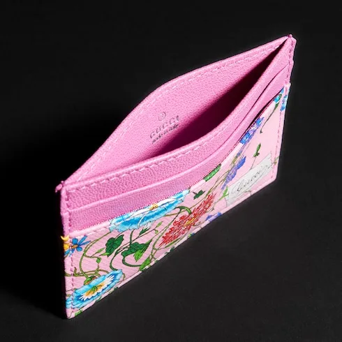 Gucci Flora Motif Card Case / Pink/ Multicolor Palladium Hardware - Image 4