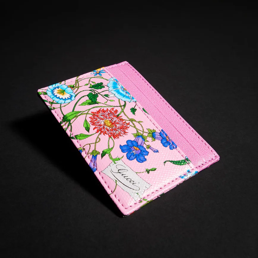 Gucci Flora Motif Card Case / Pink/ Multicolor Palladium Hardware - Image 3