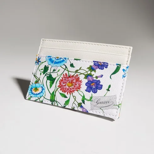 Alternative view of Gucci Flora Motif Card Case / White/ Multicolor Palladium Hardware
