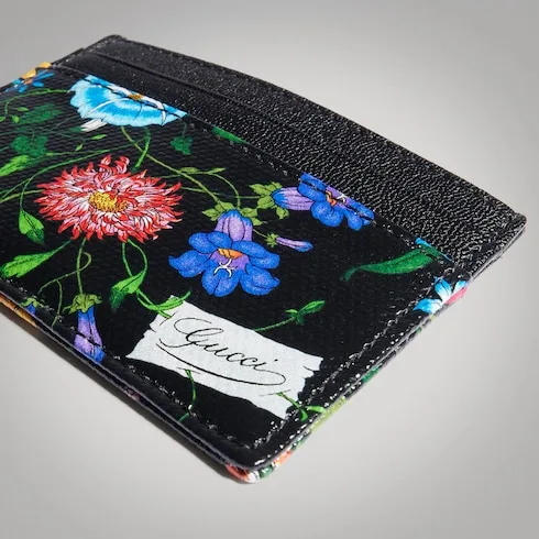 Gucci Flora Motif Card Case / Black/ Multicolor Palladium Hardware ? FAF8S 1055 - Image 4