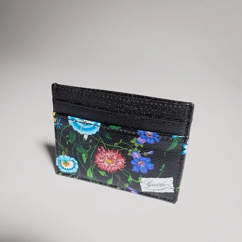 Alternative view of Gucci Flora Motif Card Case / Black/ Multicolor Palladium Hardware ? FAF8S 1055
