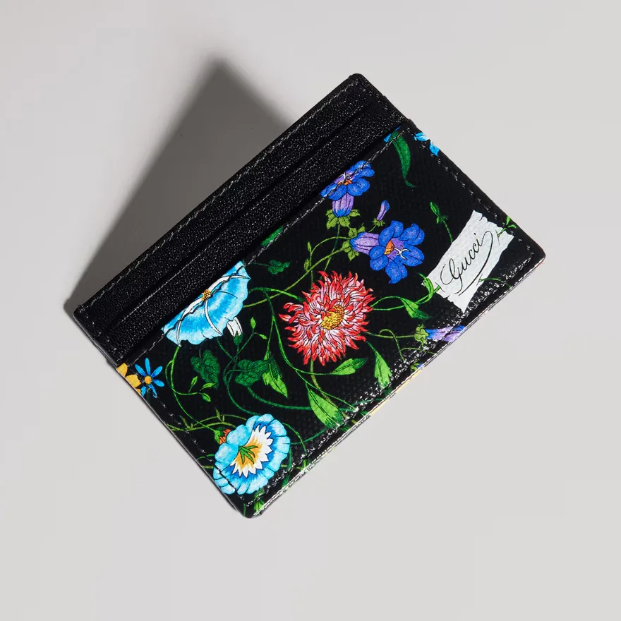 Gucci Flora Motif Card Case / Black/ Multicolor Palladium Hardware ? FAF8S 1055 - Image 3