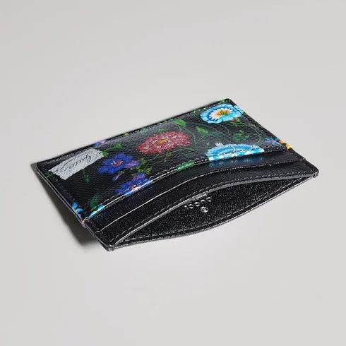 Gucci Flora Motif Card Case / Black/ Multicolor Palladium Hardware ? FAF8S 1055 - Image 5