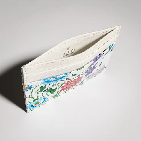 Gucci Flora Motif Card Case / White/ Multicolor Palladium Hardware - Image 5