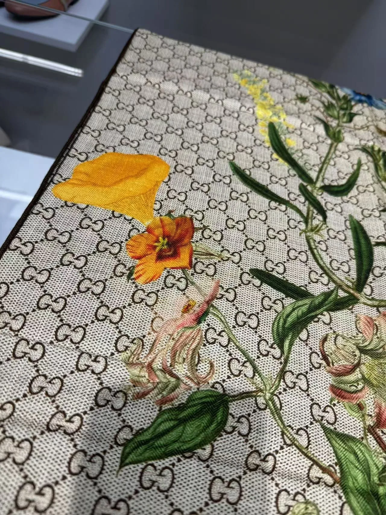 Alternative view of Gucci Floral Cashmere Monogram Scarf /