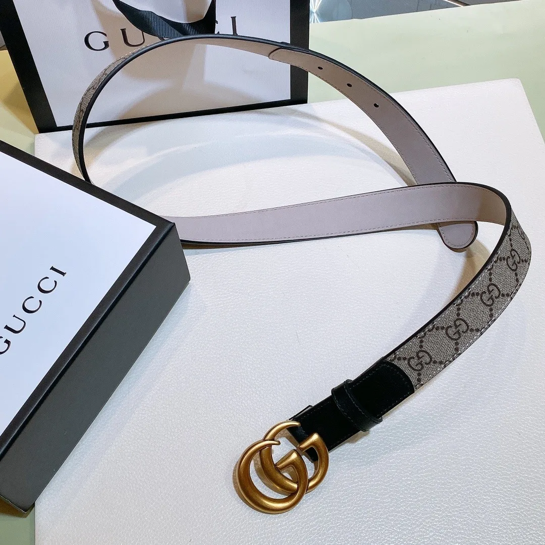 Alternative view of Gucci GG Belt With Double G Buckle Beige/Black, Women